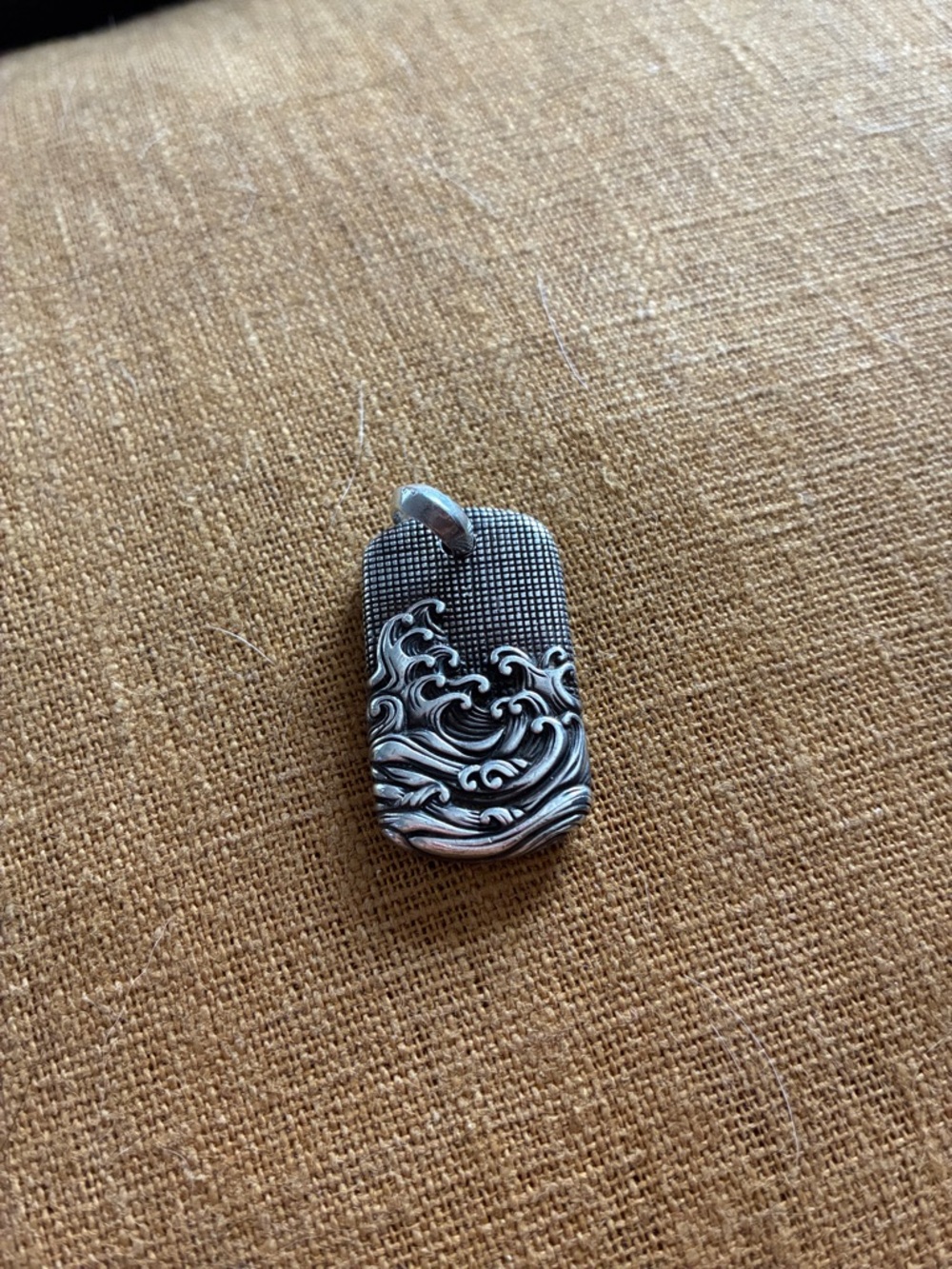 David Yurman Sterling Silver Wave-Pattern Dog Tag Pendant